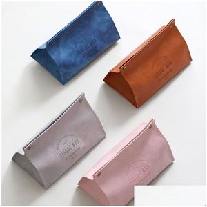 Tissue Boxes Napkins Ins Leather Box Pink Napkin Holder Creative Soft Container Home Desktop Table Decoration Drop Delivery Garden Dhpiv