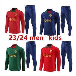 2023 2024 Portugalia dres dresowy dla dzieci Joao Felix Soccer koszulka treningowa Ruben Neves Bruno Ronaldo Fernandes Portugieser 23 24 Portugalskie dresy dla dorosłych Ustaw mężczyzn