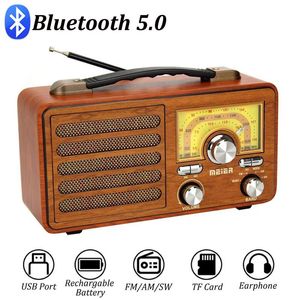 Rádio portátil banda completa rádio retro portátil am/fm/sw receptor bluetooth 5.0 alto-falante mp3 player recarregável suporte de rádio aux/usb/tf