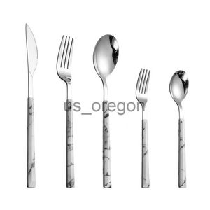 Dinnerware Sets Stainless Steel Tableware Cutlery Set Knife Fork Dessert Spoon with Wood Marble Handle Household Dinnerware Kitchen Utensils x0703