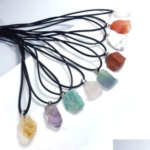 Collane con ciondolo Minerale naturale Irregar Collana di cristallo di fluorite Energia Pietra curativa Ametista Meditazione Yoga Regalo Drop De Dhpfy all'ingrosso