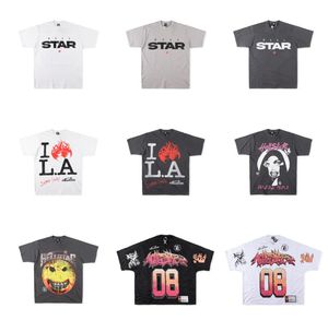 Erkek t Shirts Luxurys Designers Gömlek Moda 19 Stil Hellstar Studios I Love L.A Baskı Erkekler Günlük Kısa Kollu Sokak Tasarımcı Tee