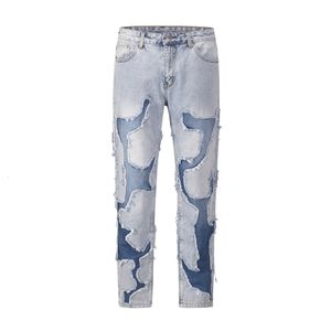 Mężczyzn szorty High Street Vibe w stylu Patchwork Patching Dżinsowe spodnie dla mężczyzn Retro Umytana dziura Retro Casual Loose Denim Spoders Owwony 230703