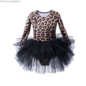 Kız Dresses Kız Elbiseleri Çocuklar Kız Leopard Jimnastics Leotard Ballet Elbise Çocuklar Uzun Kollu Dans Terreşim Tutu Dance Good Balerin Kıyafetleri Z230704