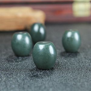 Loose Gemstones 15 14mm Genuine Chinese Hetian Jade Green Nephrite Barrel Beads For Jewelry Making Diy Bracelet Beaded Necklace Charm