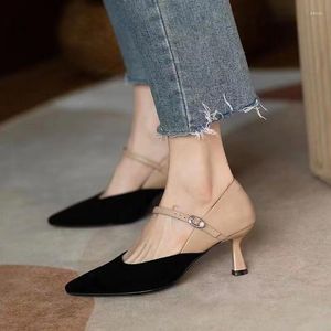 Dress Shoes Thin Heels Women's Fashion Single Elegant Commuting Nude High Stiletto Pointed Toe Mixed Colors Shallow