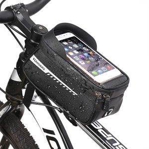 Bolsa de bicicleta à prova de chuva Suporte frontal para celular com tela sensível ao toque Tubo superior para ciclismo MTB acessórios para iPhone Samsung L230619