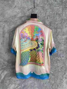 Casa designer modekläder skjortor spårar casablanca färg havsvåg segelbåt silk män kvinnor västerut stil blommor semester kort ärmskjorta 24314