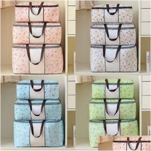 Storage Bags Quilt Non Woven Bag Foldable Clothes Blanket Sweater Organizer M/L/Xl Holder Drop Delivery Home Garden Housekee Organiza Dhhub