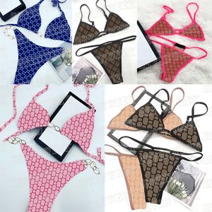 Kadın moda bikinis seti mayo tasarımcısı seksi sutyen bilgisi iç çamaşırı mektubu baskı tasarım mayolar kız lady plaj mayoları