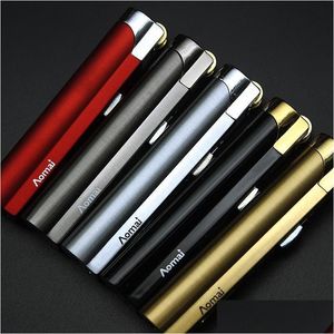 Smoking Pipes Arrival Genuine Aomai Compact Jet Butane Lighter Torch Grinding Wheel Fire Straight Lighters Cigarette Special Drop De Dhcnb