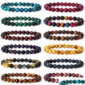 Kaliwowe niebieskie zielone tygrysy Koraliki Bransoletka terapia naturalna biżuteria Reiki Healing Energy Bracelets Kobiety mężczyźni upuszcza dostawa dhqko