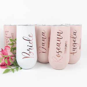 Other Event Party Supplies Personalized Bridesmaid Flute Tumbler Custom Bridal Gift Bachelorette Favor 6oz Insulated Wine Cup Champagne 230701