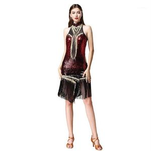 Stage Wear Latin Samba Dance Dress Women For Ballroom Sexy Fringe Paillettes Costume Gonna Abiti Charleston Gatsby Flapper1353H