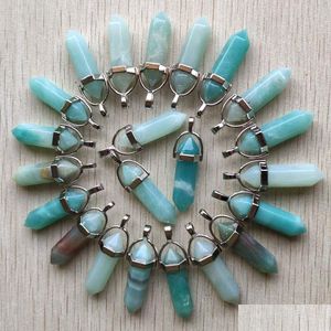 Charms Fashion Natural Amazonite Stone Shape Point Chakra Pendants For Jewelry Making Atacado Drop Delivery Findings Components Dhovm