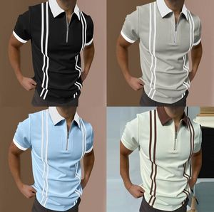 Plus Tamanho 6xl Summer Moda de retalhos de retalhos listrados Camisas de pólo masculinas Gentlemen Gentlemen Polos casuais camisetas camisetas machos colorido sólido camisa polo de cor sólida