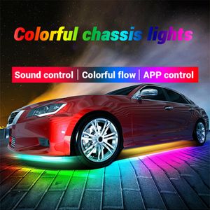 RGB Neon Lights Car Flexible Strip Light LED Underbody Remote/APP Control Dream Color Auto Decorative Ambient Atmosphere Lamp