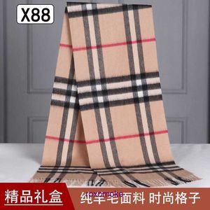 Designer Original Bur Home Winter scarves on sale Gift Box Pack Pure Wool Plaid Scarf for Men and Women Universal Warm Neck New Thick