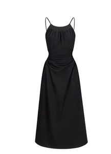 Kvinnors Suspender Dress sommar ny stil axel delt liten svart klänning