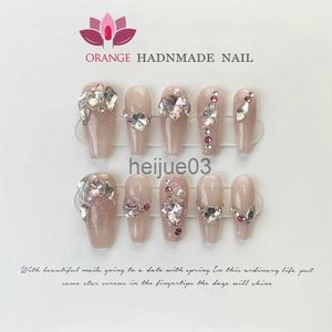 False Nails Handmade Press On Coffin Nails Medium Length Decoration Design Full Cover Winter Manicuree Wearable Nail Art XS S M L Size Nails x0703