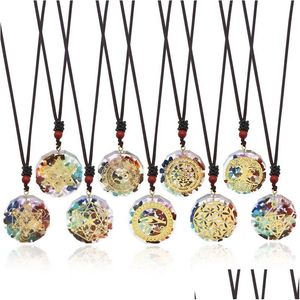 Pendant Necklaces Yoga Symbol Coated Resin Colorf Stone Beads Necklace Healing Jewelry For Men Rope Chain Drop Delivery Pendants Dhmb7