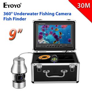 Fish Finder Eyoyo EF360 Fish Finder 9"DVR Recorder 30M Underwater Fishing Video Camera IP68 Waterproof 18 LEDs 360 Degree Rotating Camera HKD230703