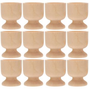 Dinnerware Sets 12 Pcs Easter Egg Tray DIY Craft Decor Spring Crafts Wood Cup Bracket Stand Blank Holder Children