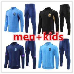 3 estrelas Argentina TRACKSUIT camisa de futebol TRACKSUIT camisa de futebol jaqueta Argentina DI MARIA 22 23 24 Homens Conjuntos infantis TRACKSUIT uniformes Survetement Argentinas