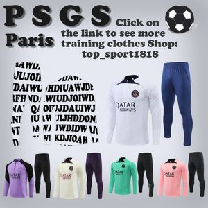 PSGS Paris Trailsuit 2023 2024 Mbappe Çocuklar ve Erkekler 22 23 24 PSGS Eğitim Takım Uzun Kollu Futbol Futbol Jersey Kit Dokun