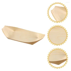 Dinnerware Sets 60 Pcs Sushi Wooden Boat Mini Tray Dish Catering Supplies Plates Trays Serving Bowl