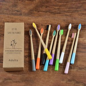 Diş fırçası eliptik diş fırçası 10 paketi karışımı renk bambu diş fırçası çevre dostu diş fırçası naylon kıllar yetişkinler ağız bakımı diş fırçası 230701