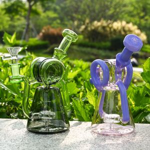 8 inch cool glass dab rig bong hookah unique function glass recycler smoking water pipe with quartz banger