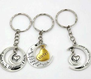 50st/partier nyckelring The Moon Back Friend Friendship Band Charms hängsmycken Key Ring Travel Protection Diy Jewelry A-552F