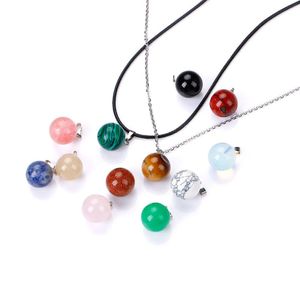 Pendant Necklaces Round Ball Natural Crystal Rose Quartz Stone Necklace Chakra Healing Jewelry For Women Men Drop Delivery Pendants Dhswh