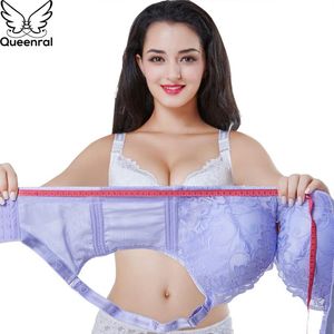 Queenral Push Up Bras For Women Underwear Lingerie BH Bralette Large Size 34-50 ABCDE Cup Sexy Lace Flora Brassiere Femlae Bras 20237E