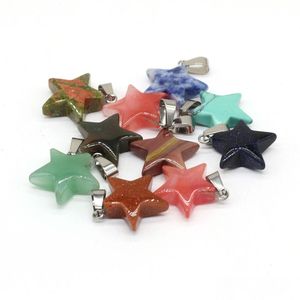 Charms Natural Crystal Five Point Star Shape Stone Handmade Pendants For Necklace Earrings Jewelry Making Drop Delivery Findings Comp Dhtzq