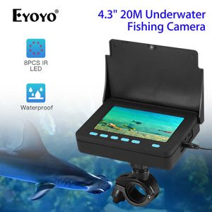 Fish Finder Eyoyo Bärbar 4,3 tums bildskärm Undervattensfiske Videokamera 8st Infraröd lampa Lampor Video Fish Finder 8500mAh batteri HKD230703