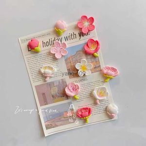 Pink flower resin decorative refrigerator magnet magnets creative whiteboard cartoon magnetic stickers L230626