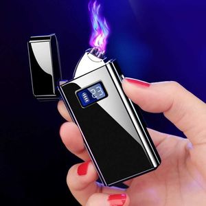 Dual Flameless Cigarette Rechargeable Double Arc Plasma Metal Power Display Smart Lighter UMJ4