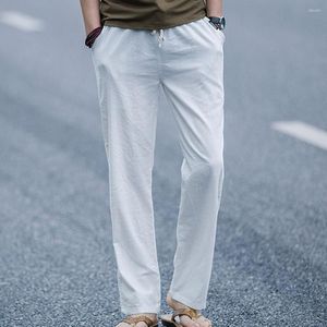 Men's Pants Summer Wide Leg Loose Men Solid Color Elastic Waist Pockets Wear-resistant Sweatpants For Daily Wear