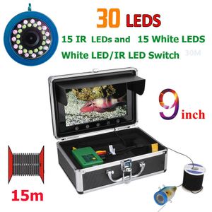 Buscador de peces 9 inch1000TVL Buscador de peces Cámara de pesca submarina de invierno 15pcs LED blancos + 15pcs Lámpara infrarroja para pesca en hielo / mar / río HKD230703