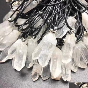 Hänghalsband trendiga naturliga vit kristallpelare energi läkande stenhalsband rep kvinnor smycken fabriksfabrik grossist droppe dhgij