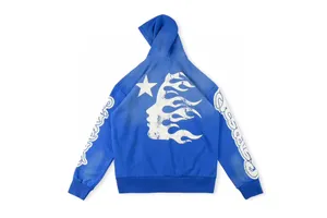 2023 Fashion Mens Luxury Designer Hoodies Men Hoodies Pullover Hellstar Blue Yoga Hoodios Hells Hoodios Tryck på långärmad gata hiphopkläder