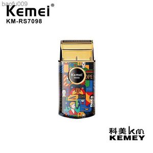 Kemei Fashion Men Floating Knife Net Mini Portable Electric Shaver Personalizado Graffiti Hair Shaving Machine KM-Rs7098 L230520