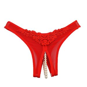 Tanga Transparente Feminina Sexy Pérola Fio G Roupa íntima Feminina Renda Tanga Tanga Tanga Massagem 3538