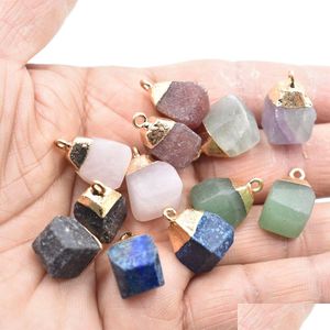 Charms Natural Stone Crystal Pendant Charm For Jewelry Making Supplies DIY Colar Fino Brincos Acessórios Drop Delivery Findings Dhhtd
