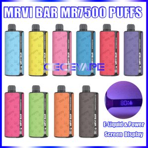 Original MRVI BAR 7500 Puffs Vape E Cigarro Descartável Com Suco Bateria LED Indicador 15ml Pod Funky Republic Ti7000 Caneta de narguilé recarregável