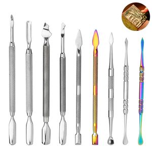 Mehrere Stile Wax Dab Tool Rauchzubehör Doppelköpfiger Löffel Pfeife Bong Tabakreiniger Verdampfer Stift Zerstäuber Trockenkräuter Dabber Nagelkonzentrat Daber