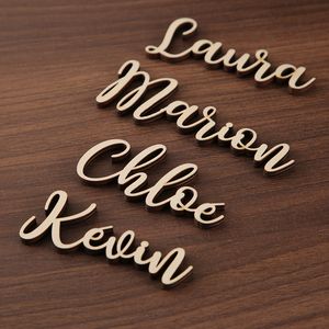 Outros suprimentos para festas de eventos 20 peças de madeira, cartões de lugar personalizados com nomes de casamento, corte a laser personalizado, placa de configuração, jantar 230701