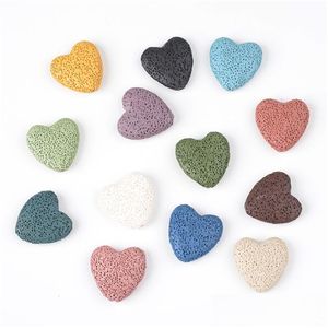 Stone Loose 20Mm Colorf Heart Lava Bead Diy Essential Oil Diffuser Necklace Earrings Jewelry Making Drop Delivery Dhxts
